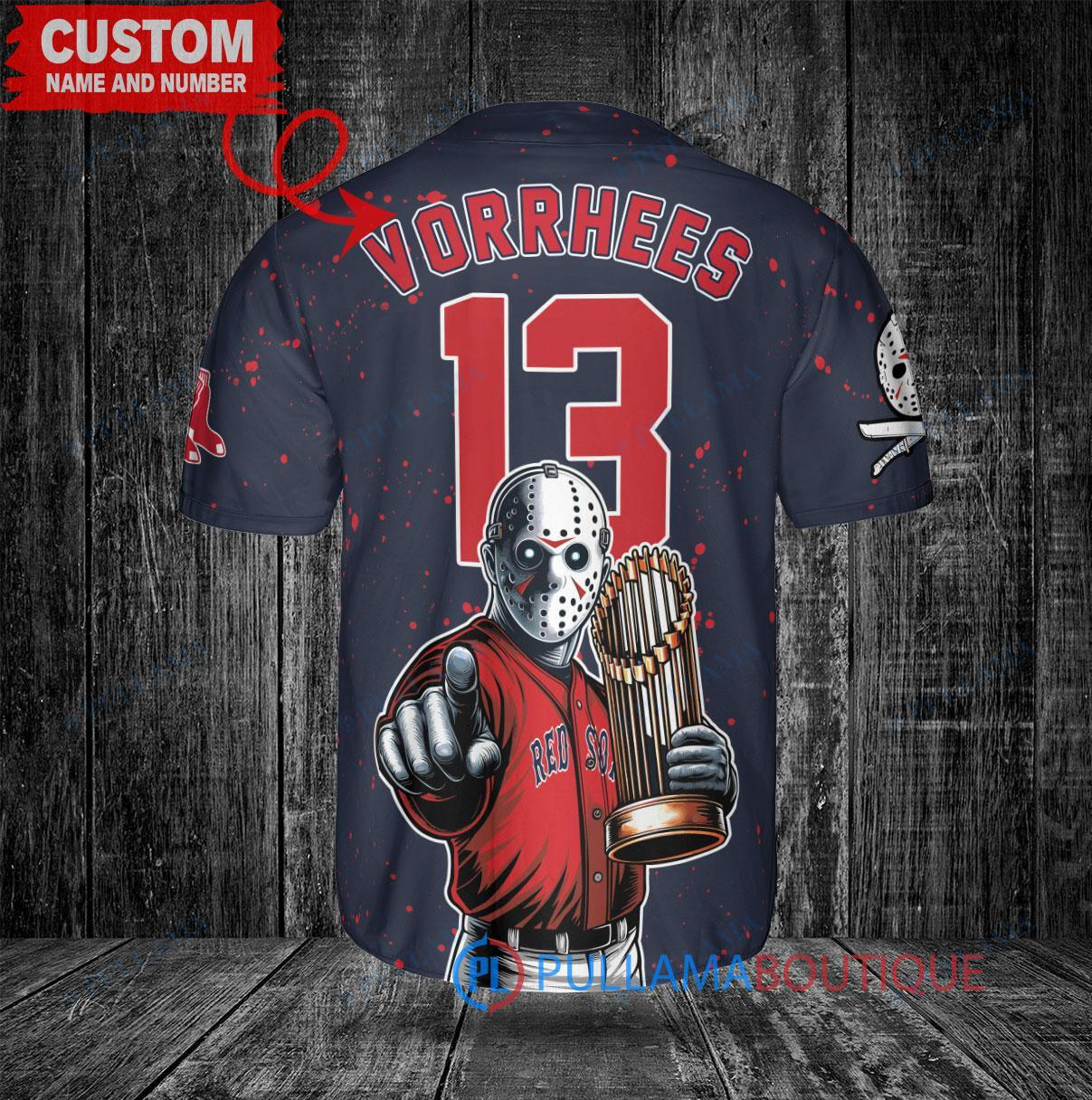 Phillies Jason Voorhees Halloween World Series Trophy Baseball Jersey Red