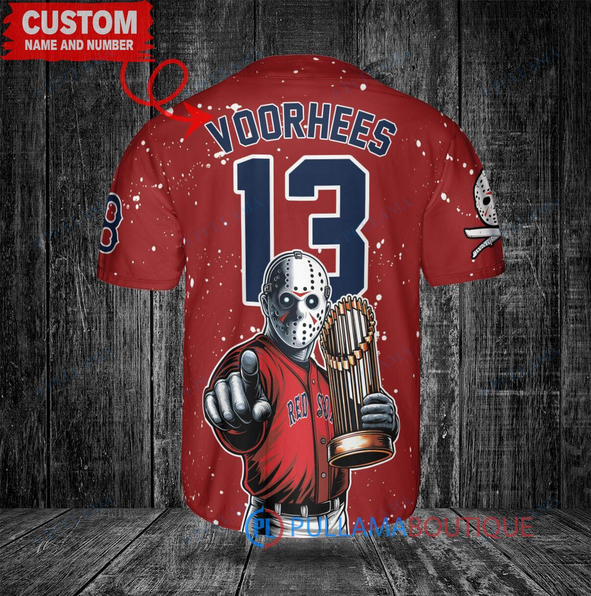 Cincinnati Reds x Friday the 13th Jason Voorhees Halloween with World Series Trophy Custom Baseball Jersey White