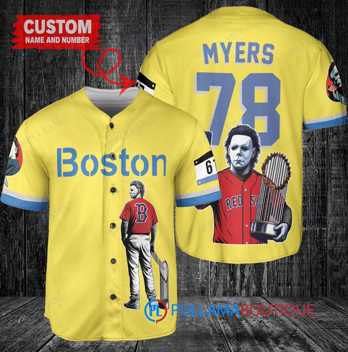 Los Angeles Angels x Halloween Michael Myers with Trophy Custom Baseball Jersey Cream