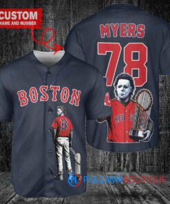 Boston Red Sox x Halloween Michael Myers with Trophy Custom Baseball Jersey Navy