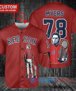 Boston Red Sox x Halloween Michael Myers with Trophy Custom Baseball Jersey Red