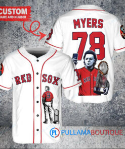 Boston Red Sox x Halloween Michael Myers with Trophy Custom Baseball Jersey White