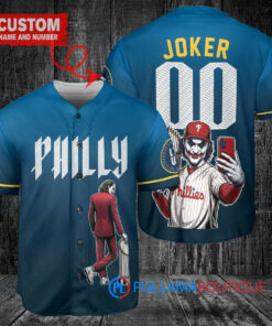 Boston Red Sox x Joker DC Comics with Trophy Custom Baseball Jersey Gold-Light Blue City Connect