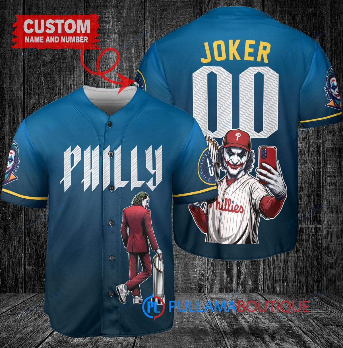 Milwaukee Brewers x Joker DC Comics with Trophy Custom Baseball Jersey Blue City Connect