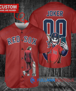 Boston Red Sox x Joker DC Comics with Trophy Custom Baseball Jersey Red