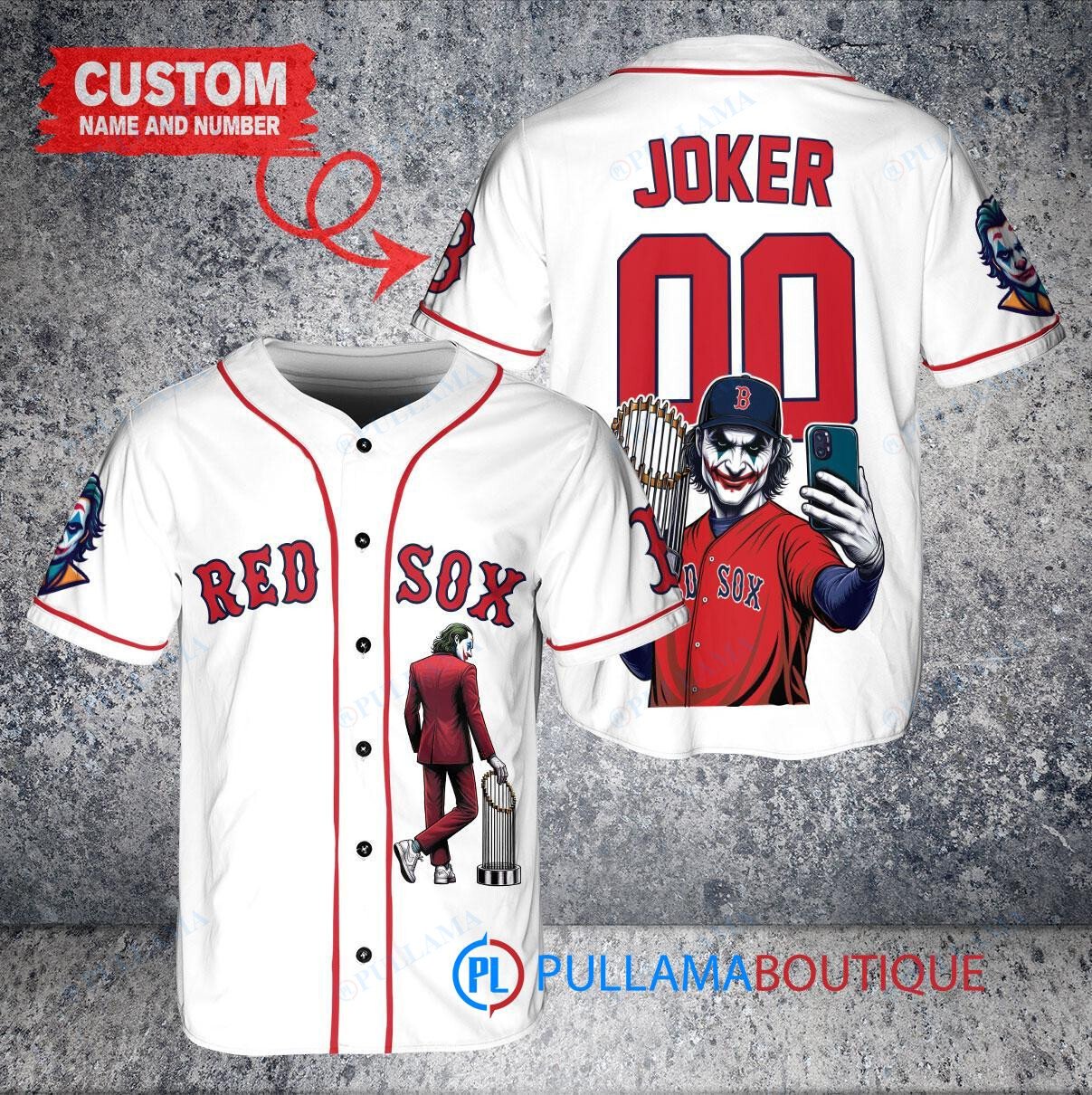 Los Angeles Dodgers x Joker DC Comics with Trophy Custom Baseball Jersey Gray