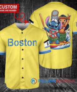 Boston Red Sox x Lilo & Stitch with Trophy Baseball Jersey Gold-Light Blue City Connect