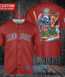 Boston Red Sox x Lilo & Stitch with Trophy Baseball Jersey Red