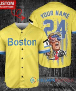 Boston Red Sox x Limited Edition with World Series Trophy Custom Baseball Jersey Gold-Light Blue City Connect