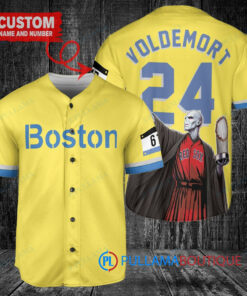 Boston Red Sox x Lord Voldemort Harry Potter Baseball Jersey – Gold/Light Blue