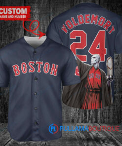 Boston Red Sox x Lord Voldemort Harry Potter with Trophy Custom Baseball Jersey Navy