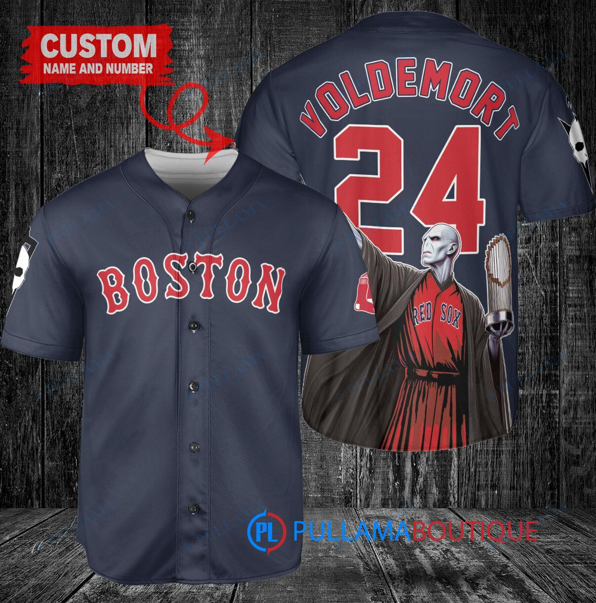 Houston Astros x Lord Voldemort Harry Potter with Trophy Custom Baseball Jersey Navy City Connect