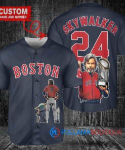 Boston Red Sox x Luke Skywalker Star Wars with Trophy Custom Baseball Jersey Navy