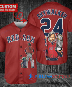 Boston Red Sox x Luke Skywalker Star Wars with Trophy Custom Baseball Jersey Red