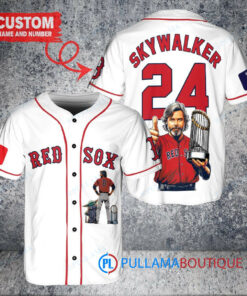 Boston Red Sox x Luke Skywalker Star Wars with Trophy Custom Baseball Jersey White