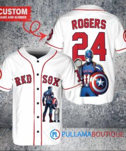 Boston Red Sox x Marvel Captain America Steve Rogers Baseball Jersey White