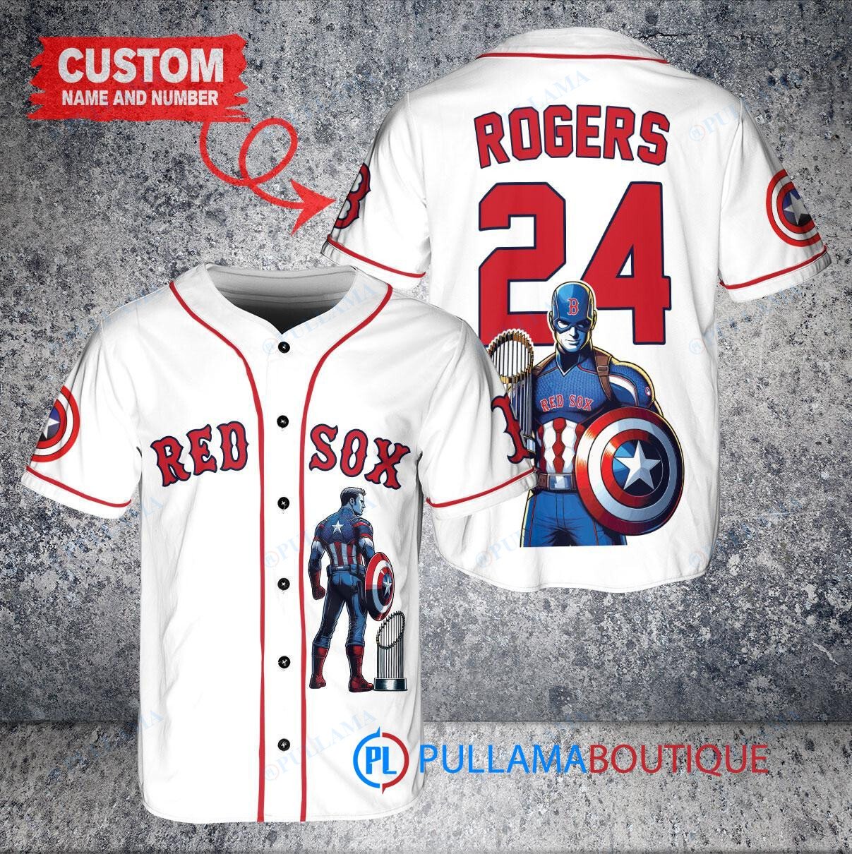 Philadelphia Phillies x Marvel Captain America Steve Rogers with Trophy Custom Baseball Jersey White