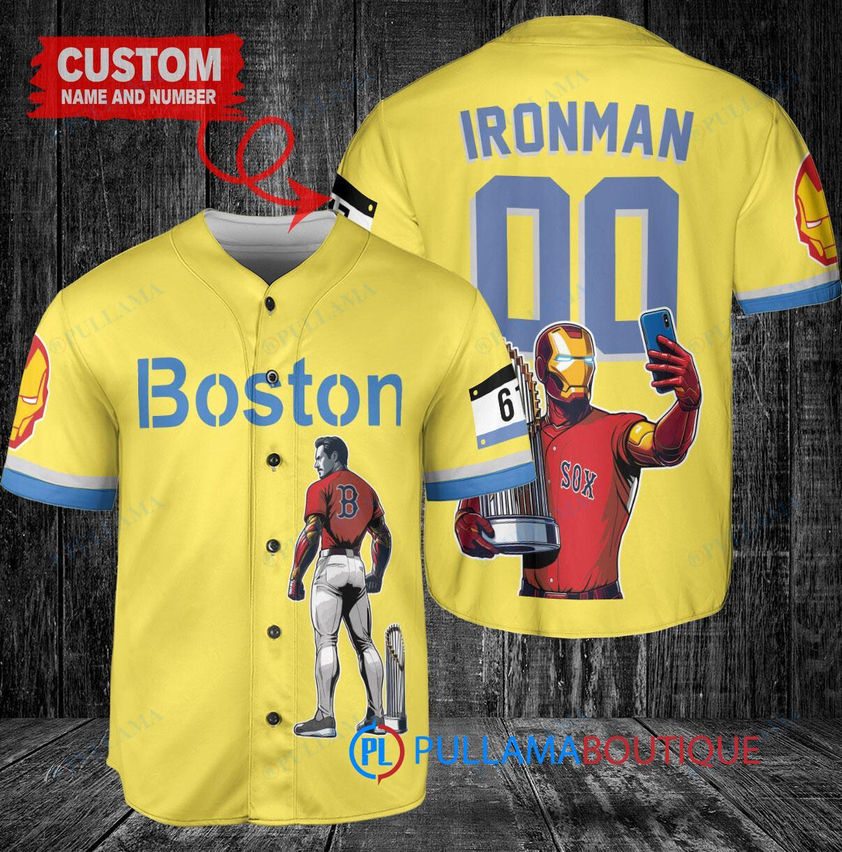 Chicago Cubs x Marvel Iron Man Tony Stark with Trophy Custom Baseball Jersey Gray