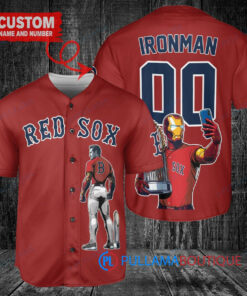 Boston Red Sox x Marvel Iron Man Tony Stark with Trophy Custom Baseball Jersey Red