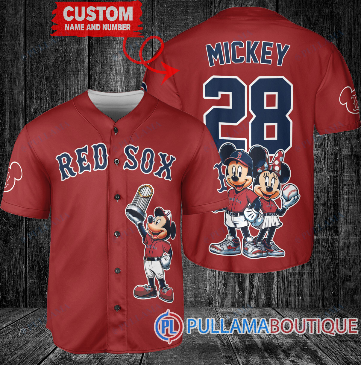 Boston Red Sox x Mickey and Minnie with Trophy Baseball Jersey Navy