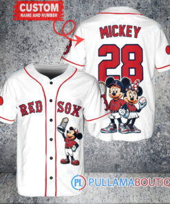 Boston Red Sox x Mickey and Minnie with Trophy Baseball Jersey White