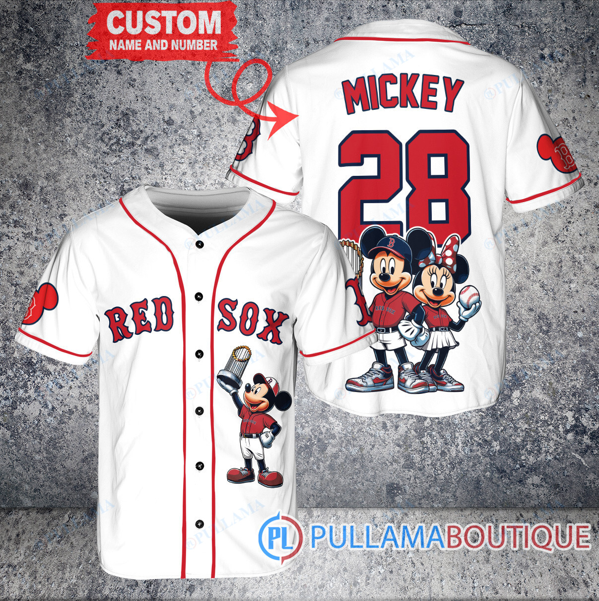 Chicago Cubs x Mickey and Minnie with Trophy Baseball Jersey White