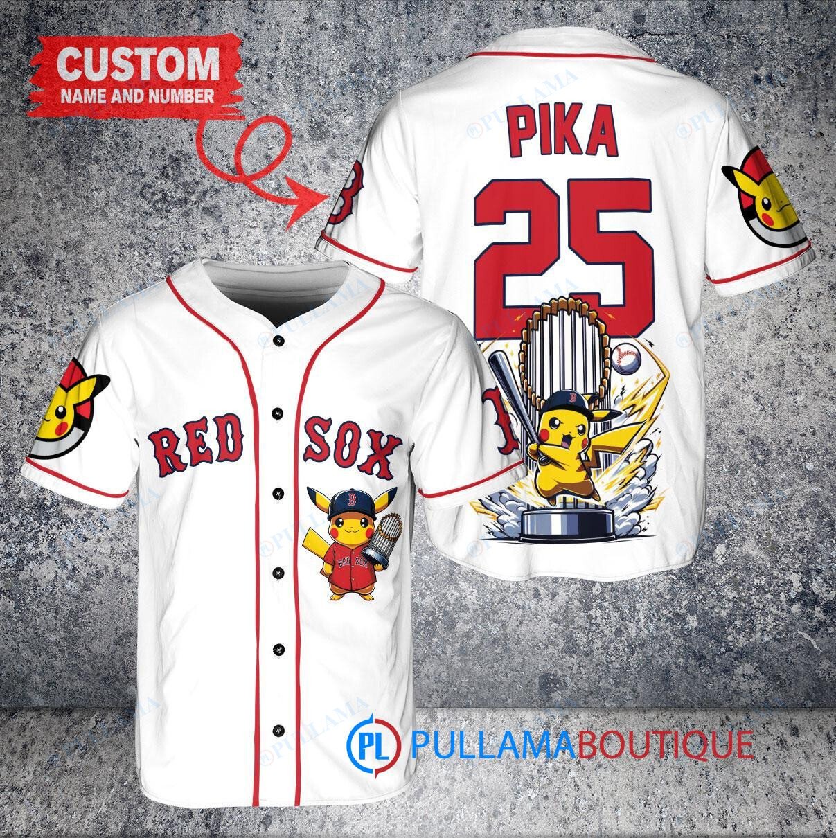 Los Angeles Angels x Pikachu Pokemon with Trophy Custom Baseball Jersey Cream