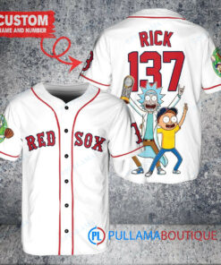 Boston Red Sox x Rick and Morty with Trophy Custom Baseball Jersey White