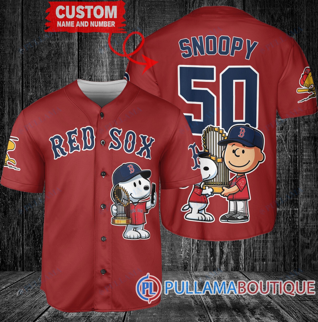 Atlanta Braves x Snoopy and Charlie Brown with Trophy Baseball Jersey Navy