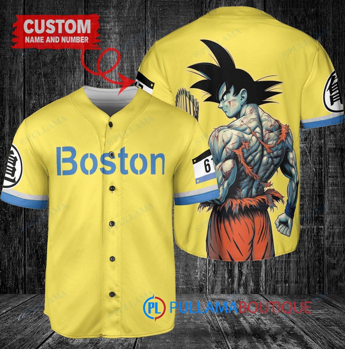 Boston Red Sox x Son Goku Kakarot Super Saiyan Dragon Ball Z with Trophy Baseball Jersey White