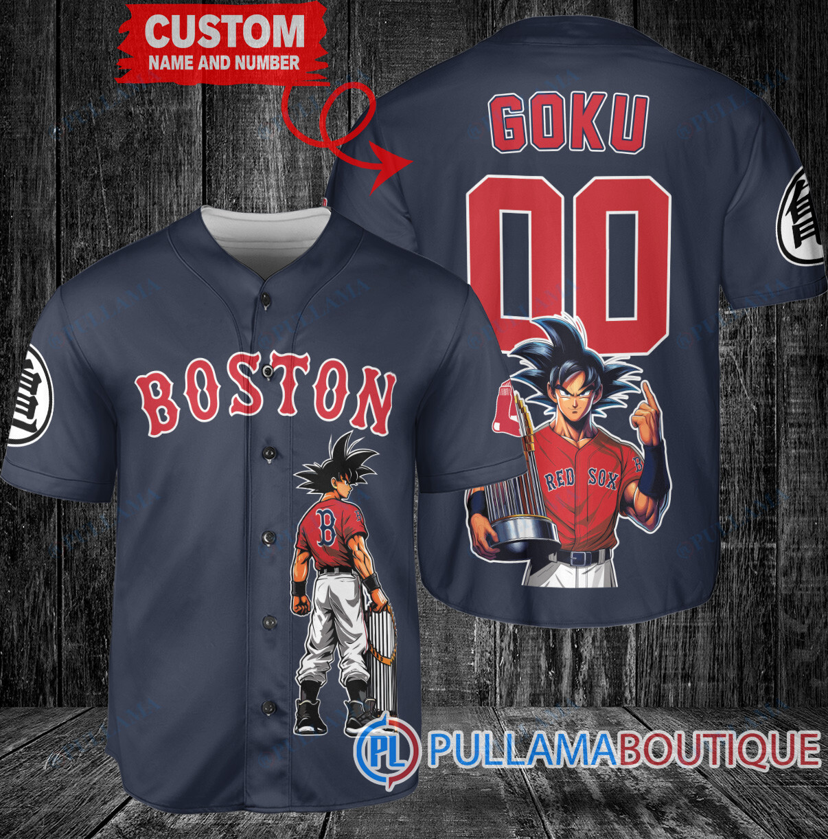 Boston Red Sox x Son Goku Kakarot Super Saiyan Dragon Ball Z with Trophy Baseball Jersey Gold-Light Blue City Connect V2