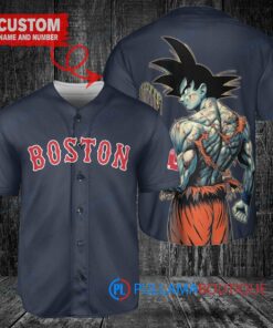 Boston Red Sox x Son Goku Kakarot Super Saiyan Dragon Ball Z with Trophy Baseball Jersey Navy