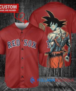 Boston Red Sox x Son Goku Kakarot Super Saiyan Dragon Ball Z with Trophy Baseball Jersey Red