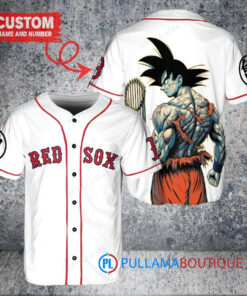 Boston Red Sox x Son Goku Kakarot Super Saiyan Dragon Ball Z with Trophy Baseball Jersey White