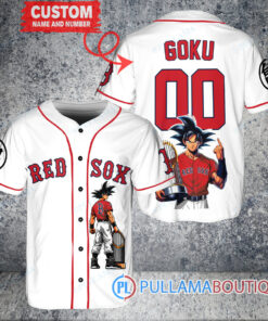 Boston Red Sox x Son Goku Kakarot Super Saiyan Dragon Ball Z with Trophy Baseball Jersey White V2