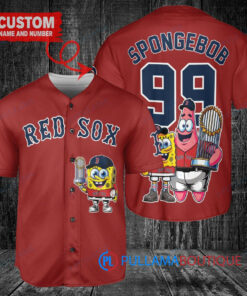 Boston Red Sox x SpongeBob SquarePants with Trophy Custom Baseball Jersey Red