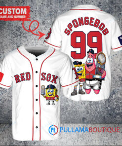 Boston Red Sox x SpongeBob SquarePants with Trophy Custom Baseball Jersey White