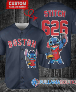 Boston Red Sox x Stitch with Trophy Baseball Jersey Navy