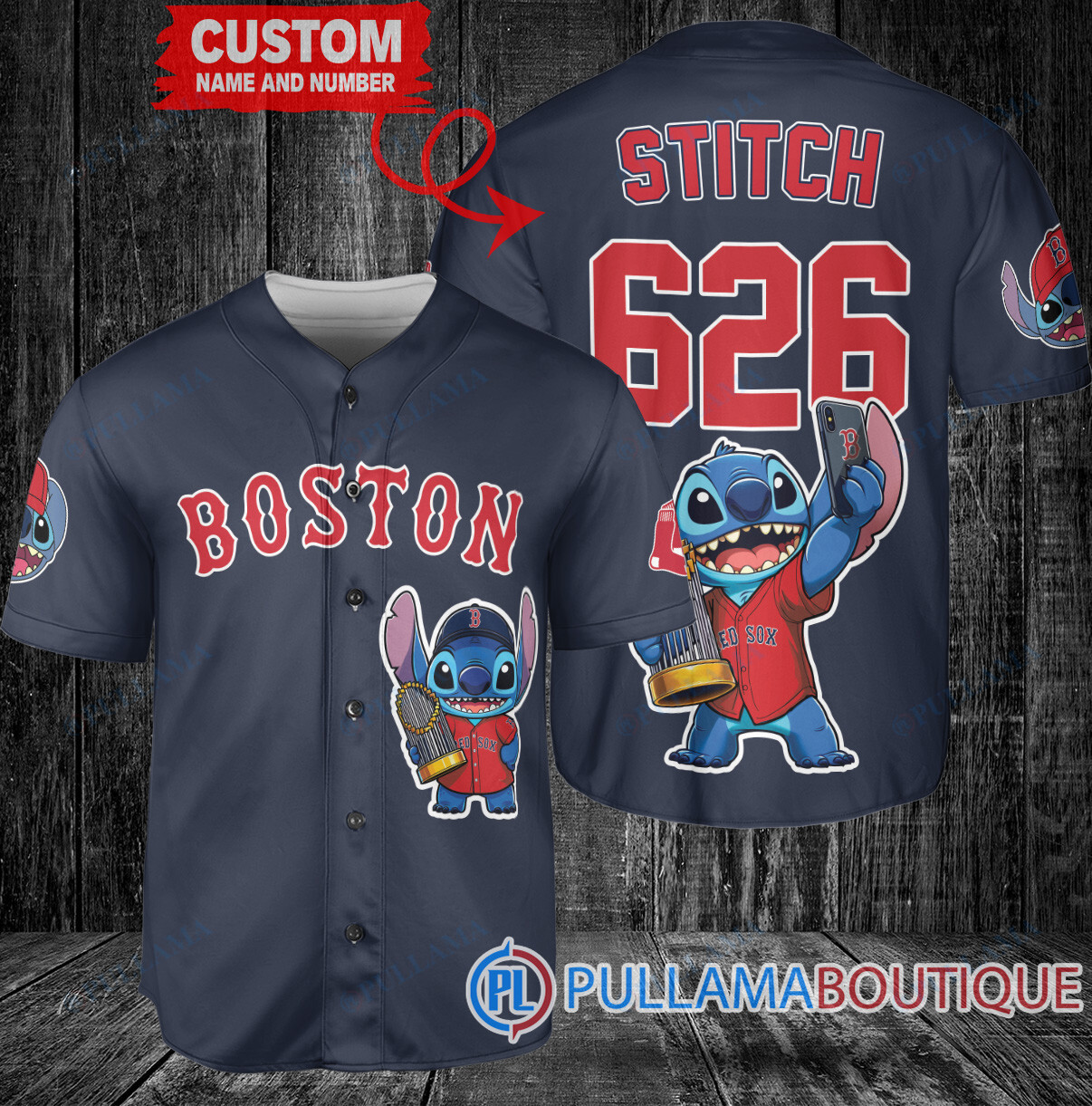 Chicago Cubs x Stitch with Trophy Baseball Jersey Navy