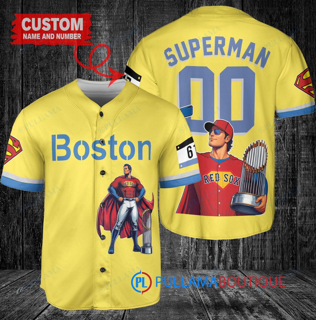 Los Angeles Dodgers x Superman DC Comics with Trophy Custom Baseball Jersey Navy