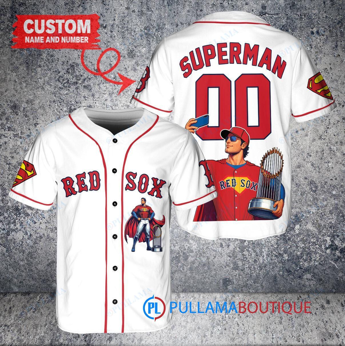 St. Louis Cardinals x Superman DC Comics with Trophy Custom Baseball Jersey White