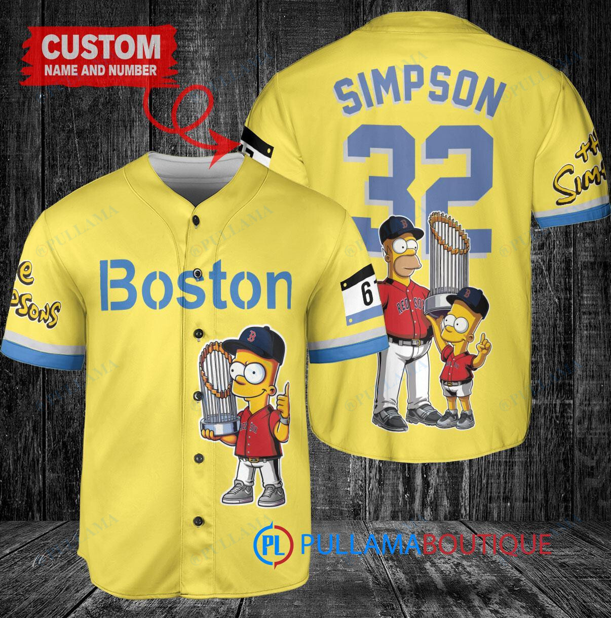 Cleveland Guardians x The Simpsons Bart Simpson, Homer Simpson, Lisa Simpson with Trophy Custom Baseball Jersey Red