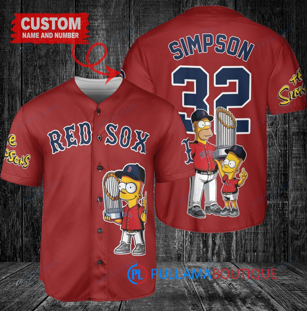 Milwaukee Brewers x The Simpsons Bart Simpson, Homer Simpson, Lisa Simpson with Trophy Custom Baseball Jersey Navy