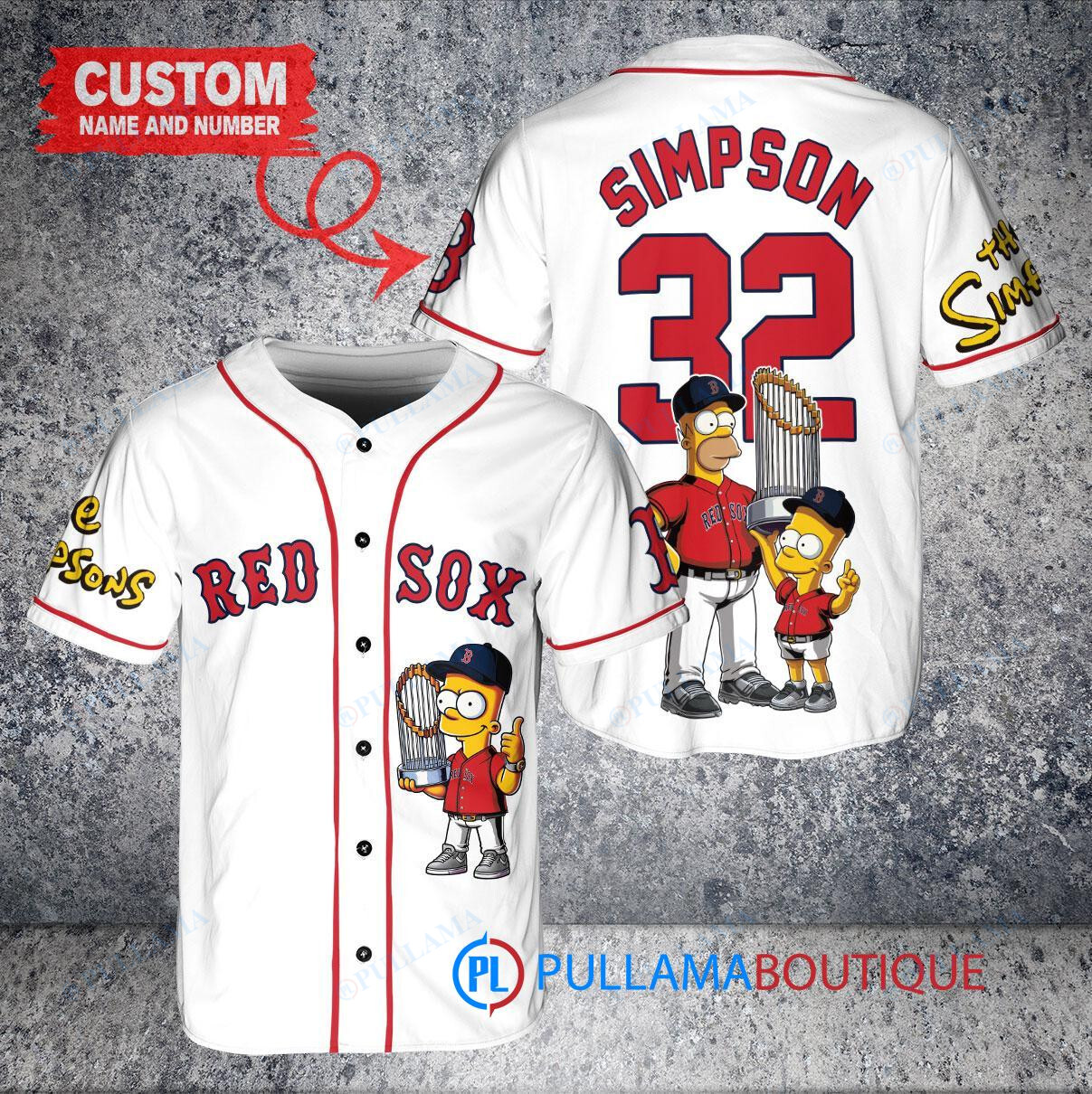 Los Angeles Dodgers x The Simpsons Bart Simpson, Homer Simpson, Lisa Simpson with Trophy Custom Baseball Jersey Navy