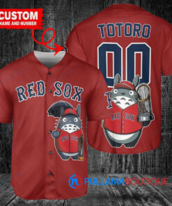 Boston Red Sox x Totoro Studio Ghibli with Trophy Custom Baseball Jersey Red