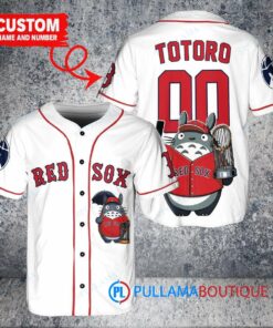 Boston Red Sox x Totoro Studio Ghibli with Trophy Custom Baseball Jersey White