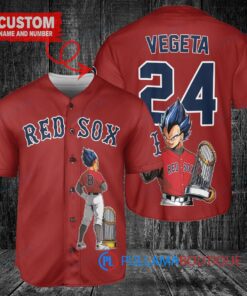 Boston Red Sox x Vegeta Super Saiyan Dragon Ball Z with Trophy Custom Baseball Jersey Red