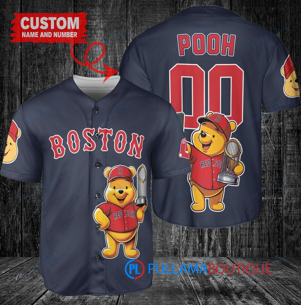 Pittsburgh Pirates x Winnie the Pooh with Trophy Custom Baseball Jersey White