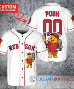 Boston Red Sox x Winnie the Pooh with Trophy Custom Baseball Jersey White