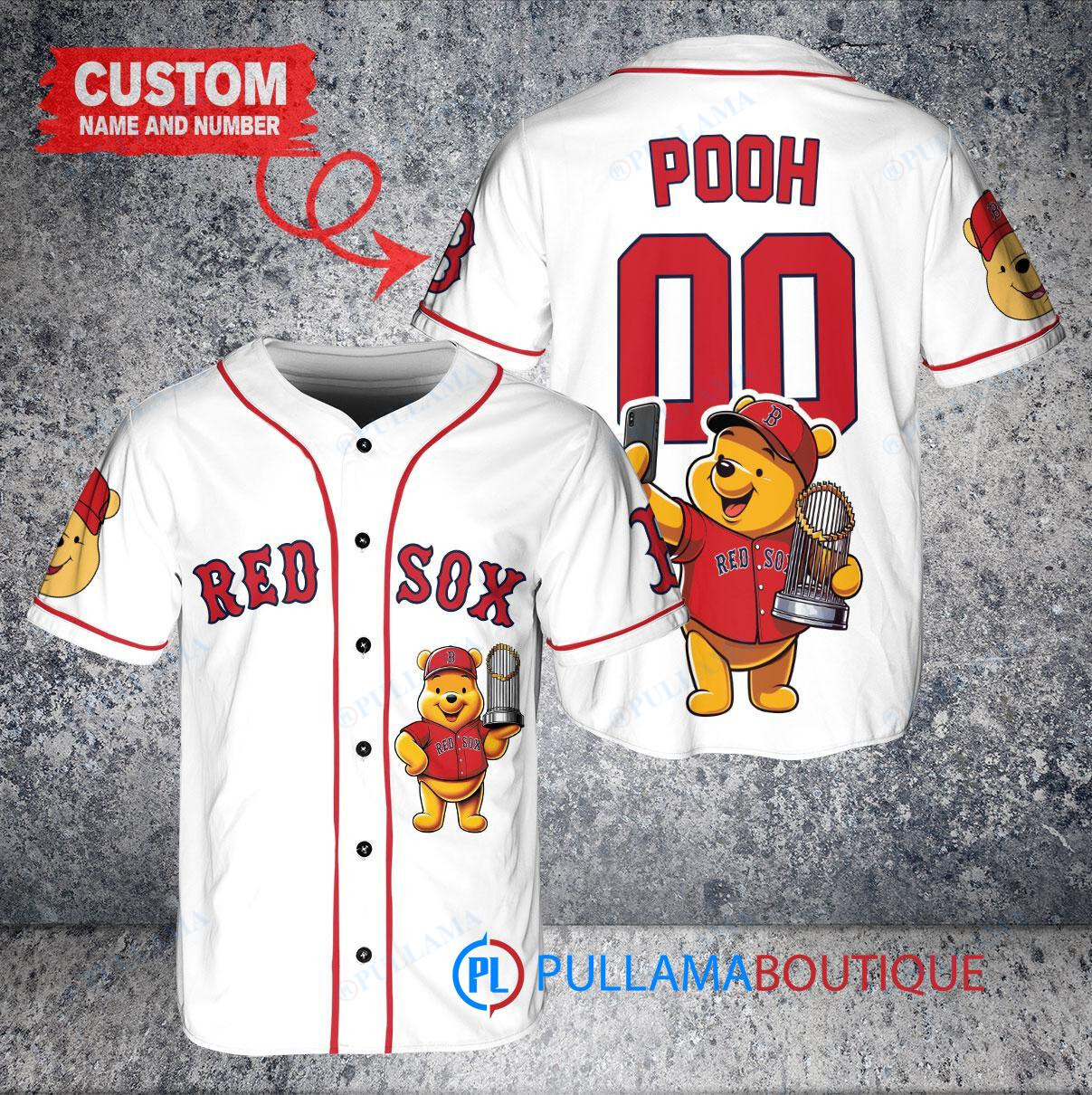 Houston Astros x Winnie the Pooh with Trophy Custom Baseball Jersey Gray